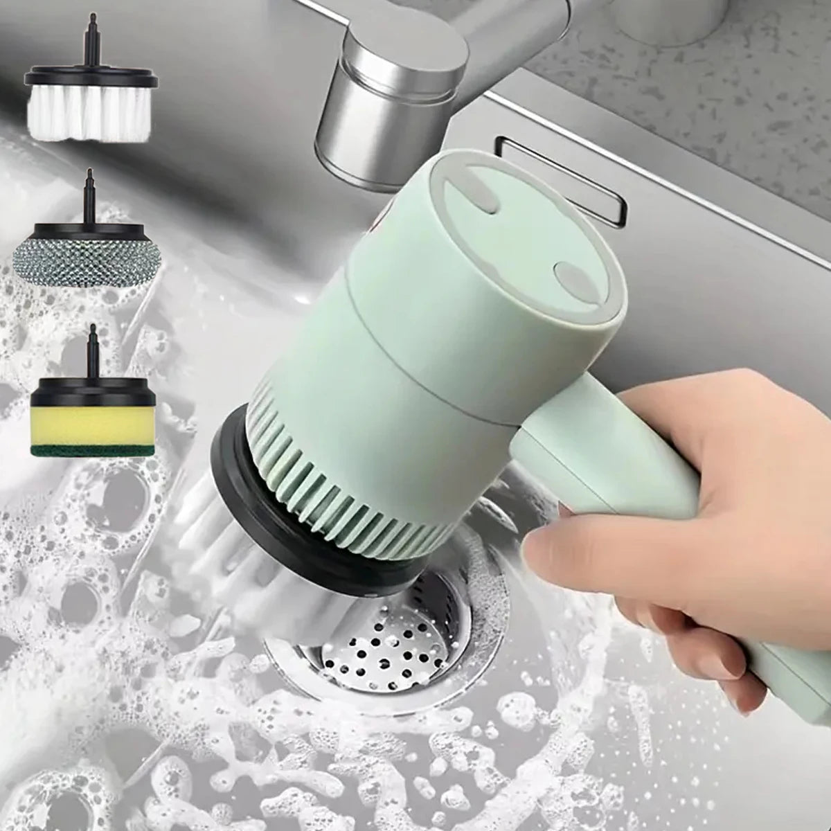 Electric Cleaning Brush 3-in-1 Handheld Kitchen Cleaner Cordless Spin Scrubber