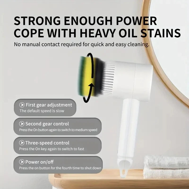 Electric Cleaning Brush 3-in-1 Handheld Kitchen Cleaner Cordless Spin Scrubber